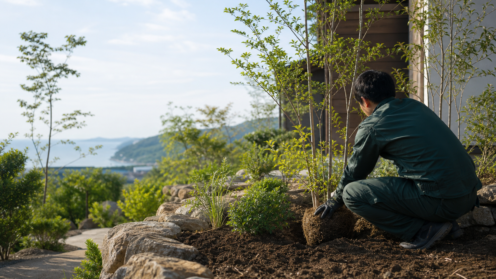 植栽を整える造園作業のイメージ