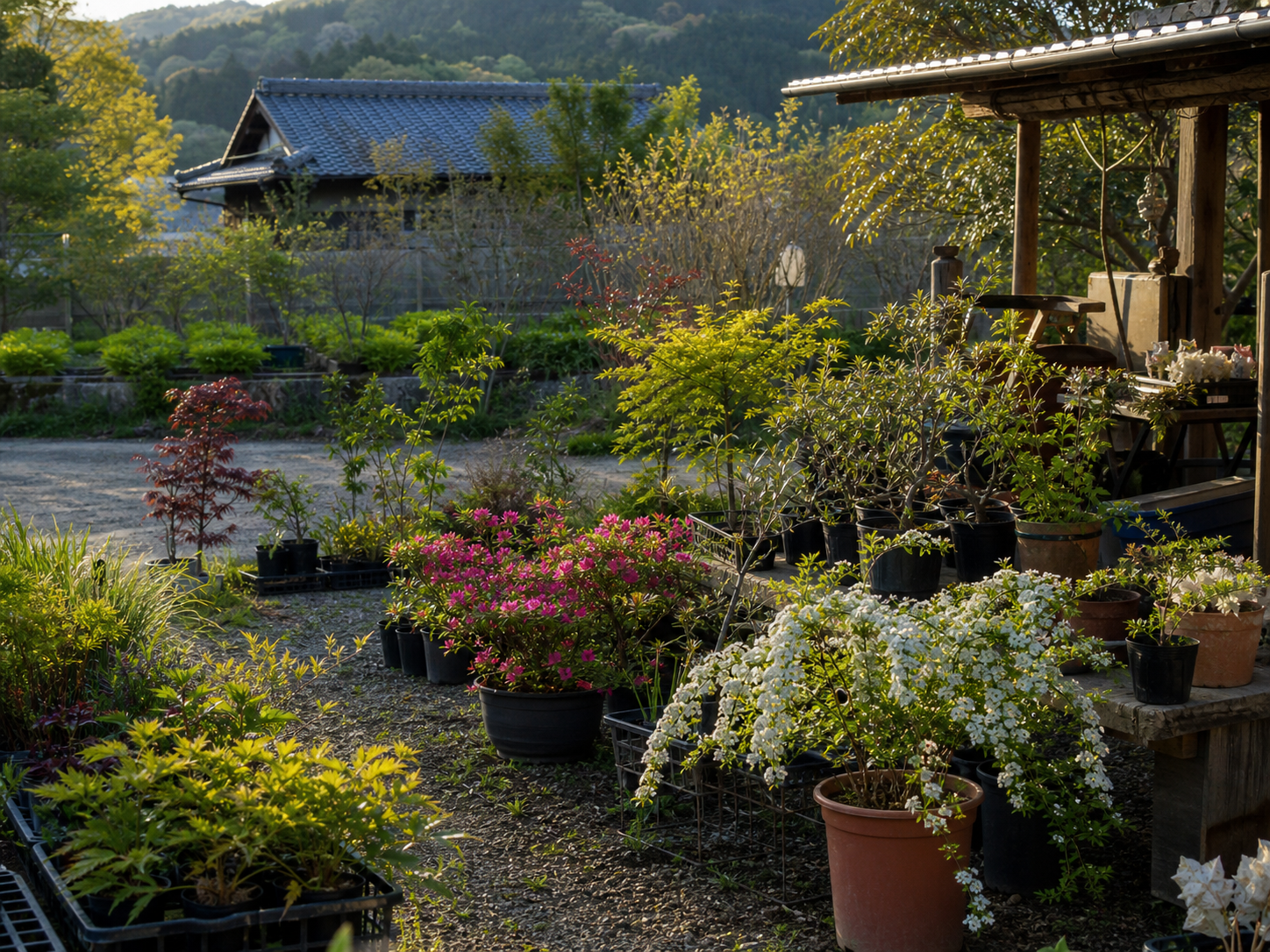 植物が並ぶ屋外空間のイメージ